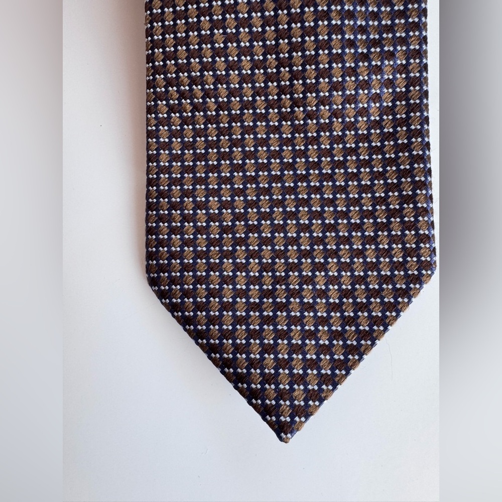 Faconnable 100% Italian Silk Tie Navy & Brown
